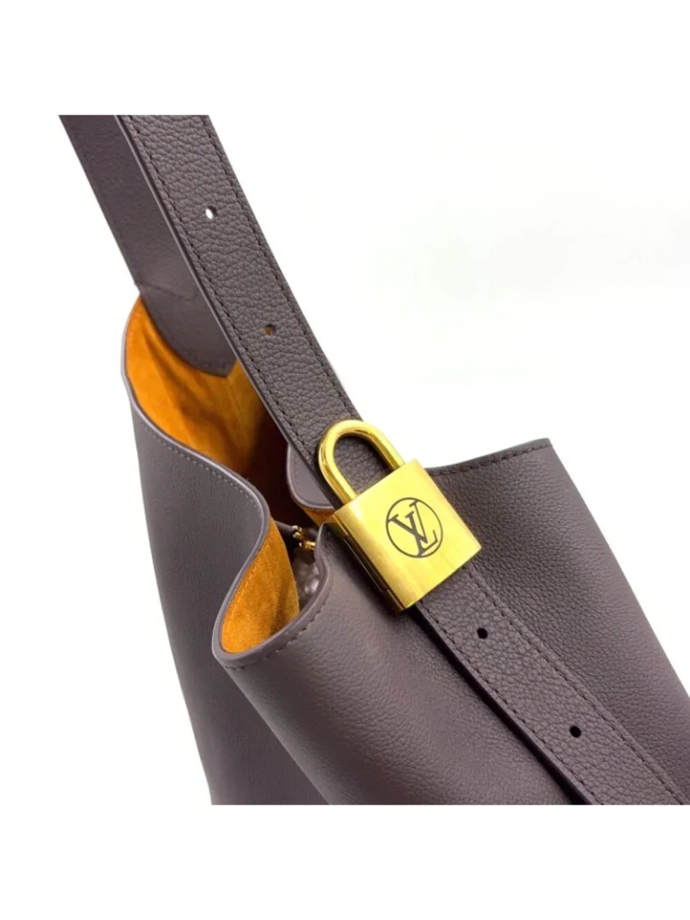 Louis Vuitton Lowkey Hobo MM Gray Leather Dark Brown Gold